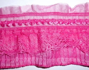 Elastische Organza Spitze 8cm (15 m), Hardes Pink